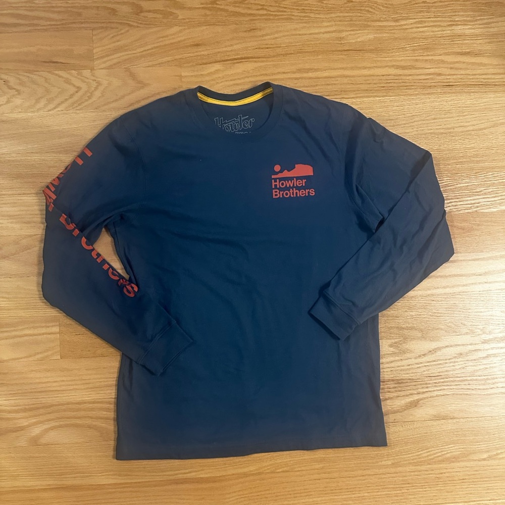 Howler Brothers Navy and Red Long Sleeve Tee